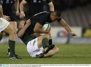 8 November 2003; Jerry Collins, New Zealand, in action against Schalk Burger, South Africa. 2003 Rugby World Cup, Quarter Final, New Zealand v South Africa, Telstra Dome, Melbourne, Victoria, Australia. Picture credit; Brendan Moran / SPORTSFILE *EDI*