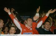 21 November 2003; Jason Byrne, Shelbourne, celebrates after victory over Cork City to win the eircom League Premier Division.  eircom league Premier Division, Shelbourne v Cork City, Tolka Park, Dublin. Soccer. Picture credit; David Maher / SPORTSFILE *EDI*
