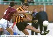 23 November 2003; Karl O'Dwyer, Round Towers, in action against Arles-Kilcruise's Mick Mooney. AIB Leinster Club Football Championship Semi-Final, Arles-Kilcruise v Round Towers, Dr. Cullen Park, Carlow. Picture credit; Matt Browne / SPORTSFILE *EDI*