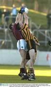 23 November 2003; Damien Broughall, Round Towers, in action against Arles-Kilcruise's James Conway. AIB Leinster Club Football Championship Semi-Final, Arles-Kilcruise v Round Towers, Dr. Cullen Park, Carlow. Picture credit; Matt Browne / SPORTSFILE *EDI*