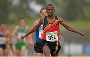 22 June 2013; Bashir Abdi, Belgium, wins the Men's 5000m during the European Athletics Team Championships 1st League. Morton Stadium, Santry, Co. Dublin. Picture credit: Brendan Moran / SPORTSFILE