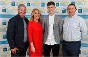 28 September 2019; Conor Corbett of Clyda Rovers and Cork, with family members, Jerramiah, Maria and Michael on their arrival at the 2019 Electric Ireland Minor Star Awards. The Hurling and Football Team of the Year was selected by an expert panel of GAA legends including Alan Kerins, Derek McGrath, Karl Lacey and Tomás Quinn. The Electric Ireland GAA Minor Star Awards create a major moment for Minor players, showcasing the outstanding achievements of individual performers throughout the Championship season. The awards also recognise the effort of those who support them day in and day out, from their coaches to parents, clubs and communities. #GAAThisIsMajor  Photo by Seb Daly/Sportsfile