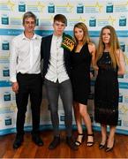 28 September 2019; Devon Burns of Na Gaeil and Kerry, with family members Michael Burns, Lisa Flannery and Denise Burns, on their arrival at the 2019 Electric Ireland Minor Star Awards. The Hurling and Football Team of the Year was selected by an expert panel of GAA legends including Alan Kerins, Derek McGrath, Karl Lacey and Tomás Quinn. The Electric Ireland GAA Minor Star Awards create a major moment for Minor players, showcasing the outstanding achievements of individual performers throughout the Championship season. The awards also recognise the effort of those who support them day in and day out, from their coaches to parents, clubs and communities. #GAAThisIsMajor  Photo by Seb Daly/Sportsfile