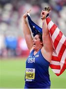 28 September 2019; DeAnna Price of USA celebrates after winning a gold medal in the Women's Hammer during day two of the World Athletics Championships 2019 at Khalifa International Stadium in Doha, Qatar. Photo by Sam Barnes/Sportsfile