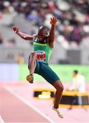 28 September 2019; Luvo Manyonga of South Africa competing in the Men's Long Jump Final during day two of the World Athletics Championships 2019 at Khalifa International Stadium in Doha, Qatar. Photo by Sam Barnes/Sportsfile