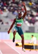 28 September 2019; Luvo Manyonga of South Africa competing in the Men's Long Jump Final during day two of the World Athletics Championships 2019 at Khalifa International Stadium in Doha, Qatar. Photo by Sam Barnes/Sportsfile