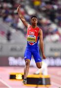 28 September 2019; Juan Miguel Echevarría of Cuba competing in the Men's Long Jump Final during day two of the World Athletics Championships 2019 at Khalifa International Stadium in Doha, Qatar. Photo by Sam Barnes/Sportsfile