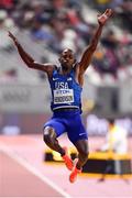 28 September 2019; Jeff Henderson of USA competing in the Men's Long Jump Final during day two of the World Athletics Championships 2019 at Khalifa International Stadium in Doha, Qatar. Photo by Sam Barnes/Sportsfile