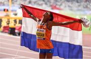 28 September 2019; Sifan Hassan of Netherlands, celebrates winning the Women's 10,000m during day two of the World Athletics Championships 2019 at Khalifa International Stadium in Doha, Qatar. Photo by Sam Barnes/Sportsfile