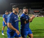 28 September 2019; Vakh Abdaladze, left, and Michael Milne of Leinster following the Guinness PRO14 Round 1 match between Benetton and Leinster at Stadio Monigo in Treviso, Italy. Photo by Ramsey Cardy/Sportsfile