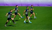 1 October 2019; Ireland players, from left, Andrew Conway, Jacob Stockdale, Rob Kearney and Jordan Larmour go through their warm-up during their squad training session at the Kobelco Steelers in Kobe, Japan. Photo by Brendan Moran/Sportsfile