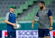 2 October 2019; Head coach Joe Schmidt, left, with defence coach Andy Farrell during Ireland Rugby captain's run at the Kobe Misaki Stadium in Kobe, Japan. Photo by Brendan Moran/Sportsfile