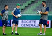 2 October 2019; Head coach Joe Schmidt, centre, with kicking coach Richie Murphy, left, and defence coach Andy Farrell during Ireland Rugby captain's run at the Kobe Misaki Stadium in Kobe, Japan. Photo by Brendan Moran/Sportsfile