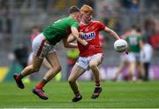 10 August 2019; Jack Cahalane of Cork in action against Oisín Tunney of Mayo during the Electric Ireland GAA Football All-Ireland Minor Championship Semi-Final match between Cork and Mayo at Croke Park in Dublin. Photo by Piaras Ó Mídheach/Sportsfile