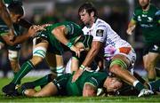 5 October 2019; Dominic Robertson-McCoy and Ultan Dillane of Connacht in action against Marco Fuser of Benetton during the Guinness PRO14 Round 2 match between Connacht and Benetton at The Sportsground in Galway. Photo by Harry Murphy/Sportsfile