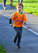 6 October 2019; Ruadhán Nicholas, from Ennis Road, Co Limerick, pictured at the Shelbourne Junior parkrun where Vhi hosted a special event to celebrate their partnership with parkrun Ireland. Vhi hosted a lively warm up routine which was great fun for children and adults alike. Crossing the finish line was a special experience as children were showered with bubbles and streamers to celebrate their achievement and each child received a gift. Junior parkrun in partnership with Vhi support local communities in organising free, weekly, timed 2km runs every Sunday at 9.30am. To register for a parkrun near you visit www.parkrun.ie. Photo by Piaras Ó Mídheach/Sportsfile