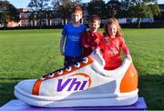 6 October 2019; Siblings, from left, Odhran, Oisín and Eabha McGuinness pictured at the Shelbourne Junior parkrun where Vhi hosted a special event to celebrate their partnership with parkrun Ireland. Vhi hosted a lively warm up routine which was great fun for children and adults alike. Crossing the finish line was a special experience as children were showered with bubbles and streamers to celebrate their achievement and each child received a gift. Junior parkrun in partnership with Vhi support local communities in organising free, weekly, timed 2km runs every Sunday at 9.30am. To register for a parkrun near you visit www.parkrun.ie. Photo by Piaras Ó Mídheach/Sportsfile