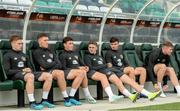 9 October 2019; Republic of Ireland players, from left, Connor Ronan,  Dara O'Shea, Danny McNamara, Jack Taylor, Simon Power and Nathan Collins during a Republic of Ireland U21's Training Session at Tallaght Stadium in Dublin. Photo by Harry Murphy/Sportsfile