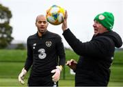 10 October 2019; Darren Randolph and Republic of Ireland goalkeeping coach Alan Kelly during a Republic of Ireland training session at the FAI National Training Centre in Abbotstown, Dublin. Photo by Stephen McCarthy/Sportsfile