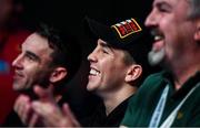 11 October 2019; Boxer Michael Conlan in attendance alongside father John, right, at the MTK Fight Night in the Ulster Hall, Belfast. Photo by David Fitzgerald/Sportsfile