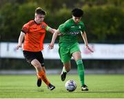 13 October 2019; Nathen Gleeson of Kerry in action against Sean McManus of Bohemians during the SSE Airtricity League - U17 Mark Farren Cup Final match between Kerry and Bohemians at Mounthawk Park in Tralee, Kerry. Photo by Harry Murphy/Sportsfile