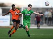 13 October 2019; Precious Omochere of Bohemians in action against Kian Clancy of Kerry during the SSE Airtricity League - U17 Mark Farren Cup Final match between Kerry and Bohemians at Mounthawk Park in Tralee, Kerry. Photo by Harry Murphy/Sportsfile