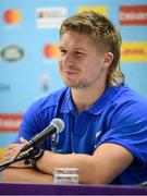 18 October 2019; Jack Goodhue during a New Zealand All Blacks press conference at the Nippon Seinenkan Hotel in Shinkiku, Tokyo, Japan. Photo by Ramsey Cardy/Sportsfile