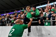 19 October 2019; Ireland captain Rory Best with his son Richie after the 2019 Rugby World Cup Quarter-Final match between New Zealand and Ireland at the Tokyo Stadium in Chofu, Japan. Photo by Brendan Moran/Sportsfile