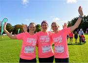 20 October 2019; Niamh Kavanagh, Patricia Creery and Amanda McDonald, from Stradbally and Portlaoise, Laois, ahead of the Great Pink Run with Glanbia, which took place in Kilkenny Castle Park on Sunday, October 20th 2019. Over 10,000 men, women and children took part in both the 10K challenge and the 5K fun run across three locations, raising over €600,000 to support Breast Cancer Ireland’s pioneering research and awareness programmes. The Dublin Great Pink Run took place on Saturday, 19th October in the Phoenix Park and the inaugural Chicago run took place on October, 5th in Diversey Harbor. For more information go to www.breastcancerireland.com. Photo by Seb Daly/Sportsfile