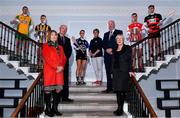 22 October 2019; In attendance during the AIB GAA Club Championships Launch are, from left, Corofin and former Galway footballer Gary Sice, Crossmaglen Rangers and Armagh footballer Oisin O’Neill, AIB Head of Retail Banking Denis O'Callaghan, President of The Camogie Association Kathleen Woods, Sarsfields and Cork camogie player Niamh O'Callaghan, former St Paul’s and Lisdowney camogie player, and former Kilkenny camogie manager, Ann Downey, Uachtarán Chumann Lúthchleas Gael John Horan, AIB Public Affairs Manager Maol Muire Tynan, Cuala and Dublin hurler Sean Moran, and Ballygunner hurler Dessie Hutchinson at Wilson Hartnell on Ely Place in Dublin. This is AIB’s 29th year sponsoring the AIB GAA Football, Hurling and their 7th year sponsoring the Camogie Club Championships. For exclusive content and behind the scenes action throughout the AIB GAA & Camogie Club Championships follow AIB GAA on Facebook, Twitter, Instagram, and Snapchat. Photo by Sam Barnes/Sportsfile