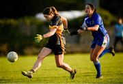 27 October 2019; Noelle Healy of Mourneabbey scores a point despite the attention of Louise Ryan of Ballymacarbry during the Munster Ladies Football Senior Club Championship Final match between Ballymacarbry and Mourneabbey at Galtee Rovers GAA Club, in Bansha, Tipperary. Photo by Harry Murphy/Sportsfile