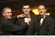 28 November 2003; Laois players, from left, Joe Higgins, Fergal Byron and Tom Kelly at the VODAFONE GAA All-Star Awards in the Citywest Hotel, Dublin. Photo by Brendan Moran/Sportsfile