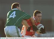 23 November 2003; John Noonan, St Brigid's, in action against Seamus Hagan, Clonguish. AIB Leinster Club Football Championship Semi-Final, Clonguish v St. Brigid's, Cusack Park, Mullingar, Co. Westmeath. Picture credit; Brendan Moran / SPORTSFILE *EDI*