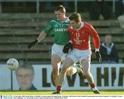 23 November 2003; Kevin Bonar, St Brigid's, in action against Brendan Burke, Clonguish. AIB Leinster Club Football Championship Semi-Final, Clonguish v St. Brigid's, Cusack Park, Mullingar, Co. Westmeath. Picture credit; Brendan Moran / SPORTSFILE *EDI*