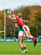 10 November 2019; Paige Randall of Wales in action against Eimear Considine of Ireland during the Women's Rugby International match between Ireland and Wales at the UCD Bowl in Dublin. Photo by David Fitzgerald/Sportsfile
