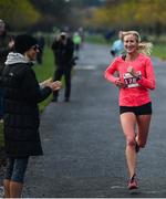 10 November 2019; Catherina McKiernan runs up the home straight during the Remembrance Run 5k at Phoenix Park in Dublin. Photo by David Fitzgerald/Sportsfile