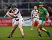 10 November 2019; Sé McGuiganin of Slaughtneil in action against Paul Shiels of Dunloy during the Ulster GAA Hurling Senior Club Championship Final match between Slaughtneil and Dunloy at Péirc Esler, Newry, Co Down. Photo by Philip Fitzpatrick/Sportsfile