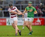 10 November 2019; Sé McGuiganin of Slaughtneil in action against Paul Shiels of Dunloy during the Ulster GAA Hurling Senior Club Championship Final match between Slaughtneil and Dunloy at Páirc Esler, Newry, Co Down. Photo by Philip Fitzpatrick/Sportsfile