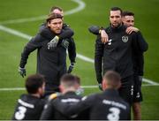 13 November 2019; Republic of Ireland players, from left, Jeff Hendrick, Glenn Whelan, Shane Duffy and Alan Browne during a Republic of Ireland training session at the FAI National Training Centre in Abbotstown, Dublin. Photo by Stephen McCarthy/Sportsfile
