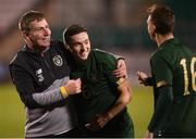 19 November 2019; Republic of Ireland manager Stephen Kenny and Conor Coventry of Republic of Ireland celebrate following the UEFA European U21 Championship Qualifier match between Republic of Ireland and Sweden at Tallaght Stadium in Tallaght, Dublin. Photo by Stephen McCarthy/Sportsfile