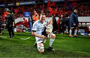 23 November 2019; Donnacha Ryan of Racing 92 with his daughter Rami prior to the Heineken Champions Cup Pool 4 Round 2 match between Munster and Racing 92 at Thomond Park in Limerick. Photo by Brendan Moran/Sportsfile