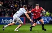23 November 2019; John Ryan of Munster in action against Dominic Bird of Racing 92 during the Heineken Champions Cup Pool 4 Round 2 match between Munster and Racing 92 at Thomond Park in Limerick. Photo by Brendan Moran/Sportsfile