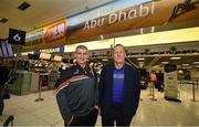 27 November 2019; Tipperary manager Liam Sheedy, left, and former Cork manager John Meyler in attendance at Dublin Airport prior to their departure to the PwC All Stars tour in Abu Dhabi. Photo by David Fitzgerald/Sportsfile