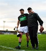 1 December 2019; Nemo Rangers captain Barry O'Driscoll leaves the field with manager Paul O'Donovan following the AIB Munster GAA Football Senior Club Championship Final match between Nemo Rangers and Clonmel Commercials at Fraher Field in Dungarvan, Waterford. Photo by Eóin Noonan/Sportsfile