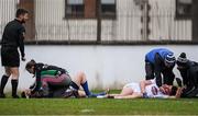 7 December 2019; Referee Chis Dwyer looks on as Michael Quinn of Longford and Liam Power of Kildare are treated for injuries in the first half during the 2020 O'Byrne Cup Round 1 match between Kildare and Longford at St Conleth's Park in Newbridge, Kildare. Photo by Piaras Ó Mídheach/Sportsfile