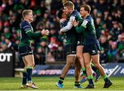 14 December 2019; Connacht players including Bundee Aki and Conor Fitzgerald, centre, celebrate following the Heineken Champions Cup Pool 5 Round 4 match between Connacht and Gloucester at The Sportsground in Galway. Photo by Harry Murphy/Sportsfile