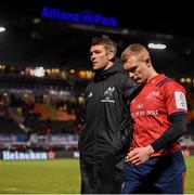 14 December 2019; Keith Earls, right, and Peter O'Mahony of Munster following their side's defeat during the Heineken Champions Cup Pool 4 Round 4 match between Saracens and Munster at Allianz Park in Barnet, England. Photo by Seb Daly/Sportsfile