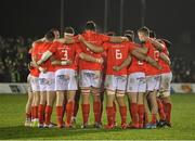 21 December 2019; Munster players during a team huddle prior to the Guinness PRO14 Round 8 match between Connacht and Munster at The Sportsground in Galway. Photo by Seb Daly/Sportsfile