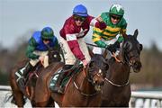 27 December 2019; Jack Kennedy on Roaring Bull celebrates after winning the The Paddy Power Steeplechase during Day Two of the Leopardstown Christmas Festival 2019 at Leopardstown Racecourse in Dublin. Photo by Matt Browne/Sportsfile