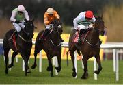 28 December 2019; The Bosses Oscar, with Davy Russell up, right, race clear of eventual second Fun Light, with JJ Slevin up, centre, and eventual third Jon Snow, with Paul Townend up, to win the the Tote Supporting Leopardstown Maiden Hurdle during Day Three of the Leopardstown Christmas Festival 2019 at Leopardstown Racecourse in Dublin. Photo by David Fitzgerald/Sportsfile